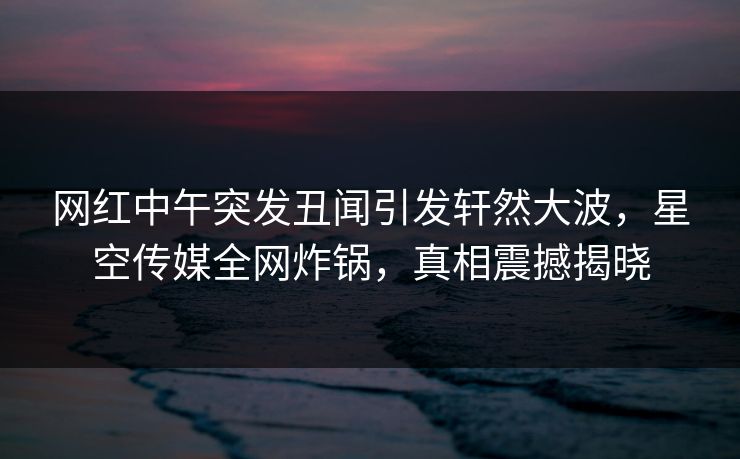 网红中午突发丑闻引发轩然大波，星空传媒全网炸锅，真相震撼揭晓