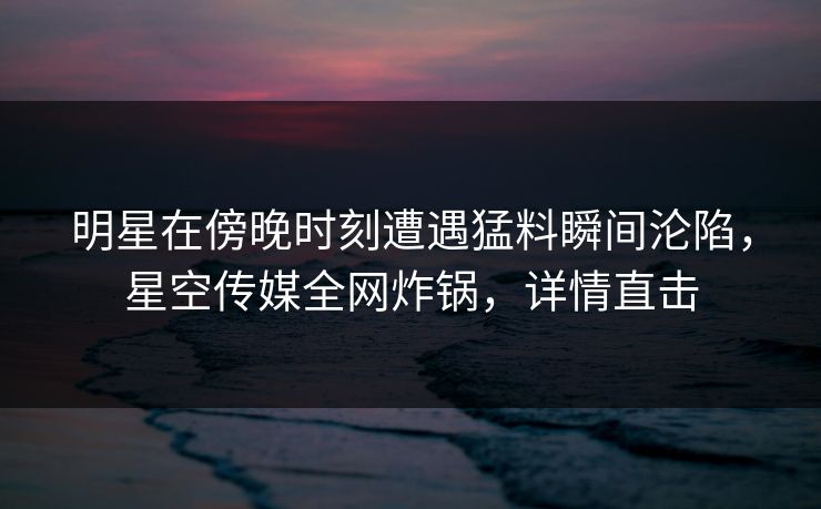 明星在傍晚时刻遭遇猛料瞬间沦陷，星空传媒全网炸锅，详情直击